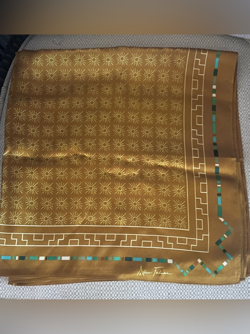 Southwestern -inspired Allie Falcon silk wild rag scarf!